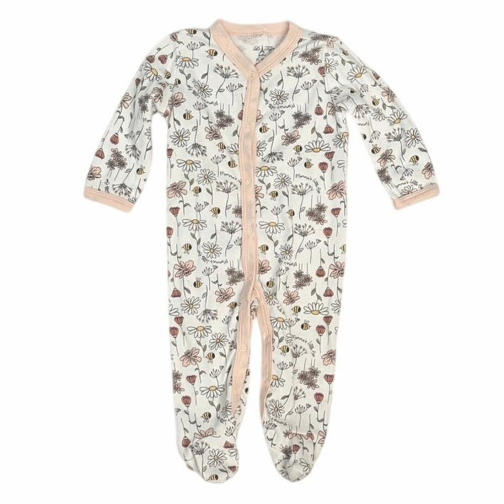 Le Top Bebe Footed One Piece Snap 6-9m Bee Floral